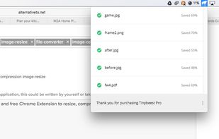 Tinybeest Mac App menu showing five most recently compressed images