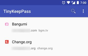 TinyKeePass screenshot 1