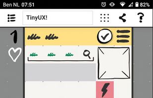 Top bar (select boards, share img, info) | Main canvas | Bottom:
buttons with brushes, undo, etc.