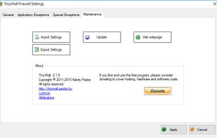 TinyWall screenshot 1