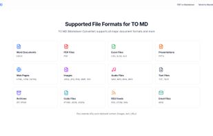 TO MD Support Formats