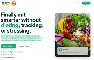 Landing page for Today's Food Coach. Explains all the reasons this is a valuable, simple way for men to eat better without rigid dieting or calorie counting.