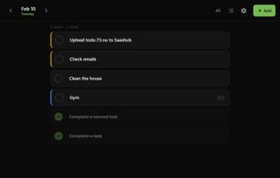 Main page with some todos