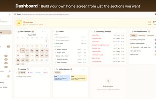 Dashboard — Build your own home screen from just the sections you want