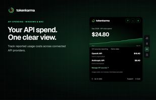 tokenkarma: track reported API usage costs across connected providers.