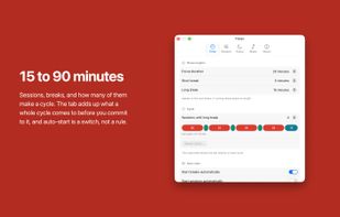 Phase lengths and the cycle, set in the Timer tab.