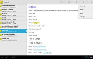 Tomdroid screenshot 2