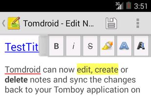 Tomdroid screenshot 1