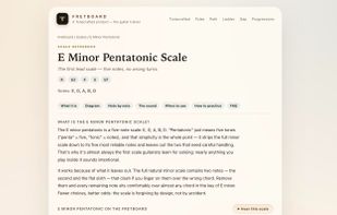 Every scale page includes a full teaching reference: what the scale is, a note-by-note breakdown, when to use it, and a practice plan.