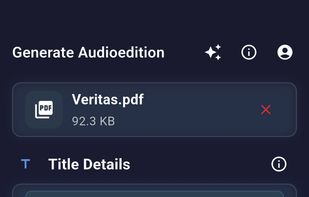 The Screen in which users can generate own audiobooks, text-to-speech content