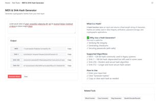 MD5 & SHA Hash generator