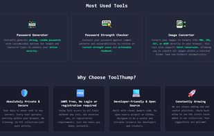 Homepage section with description of key features