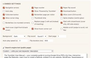 Flipbook settings