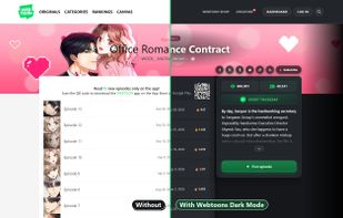 Series page without and with the dark theme