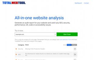 Homepage with free scan results