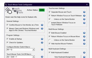 Touch Mouse Tools graphical user interface.