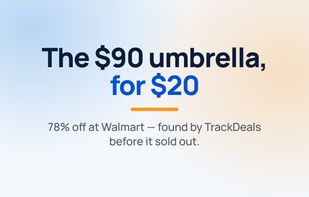 Deal detail: a $90 umbrella for $20 at Walmart, with original price, discount and store