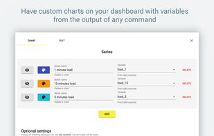 Have custom charts on your dashboard with variables from the output of any command
