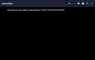A test note showing the simple Material UI on an Android tablet.