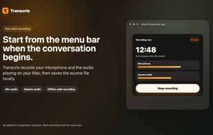 Start and stop recording from the macOS menu bar while monitoring microphone and system audio.