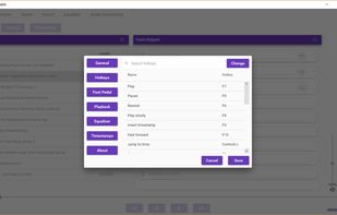 Hotkeys menu to speed up transcription.