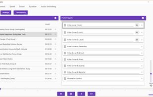 Transcriptable main screen with playlist and Snippets.