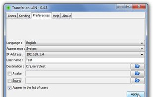 Transfer on LAN screenshot 1