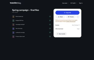 The link is ready: copy it, share it, or preview what the recipient will see.