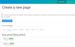 Pages are perfect to organize your translations according to your website structure 