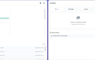 Send and receive files with progress tracking and history