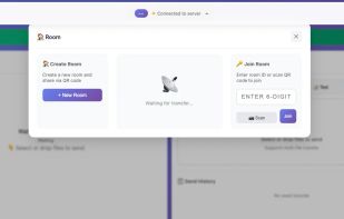 Create or join a room to start file transfer - no installation required