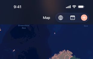Atlas map on iPhone, dark mode, on Apple's map (Pro)