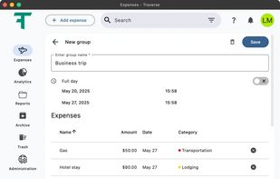 Traverse Expense Tracking screenshot 1