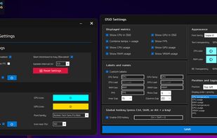 OSD Preview, OSD Settings Dialog, and Application Settings Section