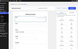 The drag-and-drop form builder in the WordPress admin.