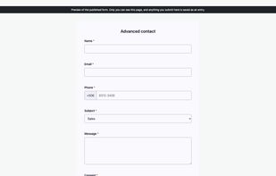 A published form using the Indigo color palette.