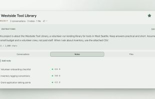 Projects bring your notes, files and conversations into context, and accept custom instructions.