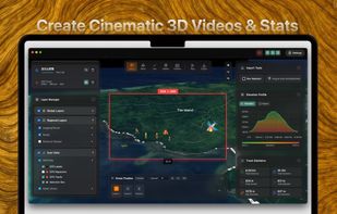 Cinematic 3D map camera path output.