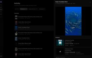 Scheduled pipelines publish on their own. Each run shows the finished video and its live posts on YouTube and TikTok.