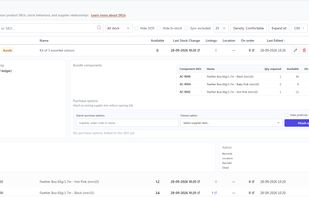 SKUs view, showing a Bundle containing 3 other SKUs to make the kit/pack