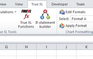 The TrueXL Add-in adds this ribbon control which shows all the tools included.