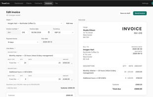Create and send invoices to clients - get paid using Stripe payment links or bank transfer