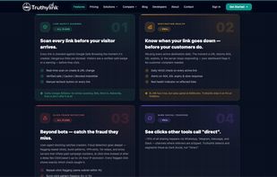 Link safety scanning, destination health monitoring, click fraud detection, and dark social tracking — all built in.