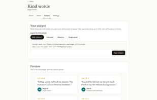 Embed or share a link to your customer wall