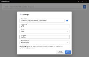 TubeFetcher - Settings