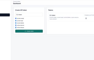 API token generation with configurable scopes