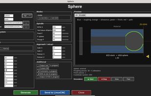 Sphere cycle with the built-in 2D tool path simulator