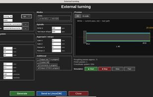 External turning: roughing and finish passes with preview