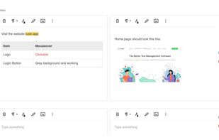 Write expressive test cases with images and tables using Tuskr's powerful rich-text WYSIWYG editor.