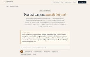 Impersonation Index — search how a real company actually contacts you, and what it never does